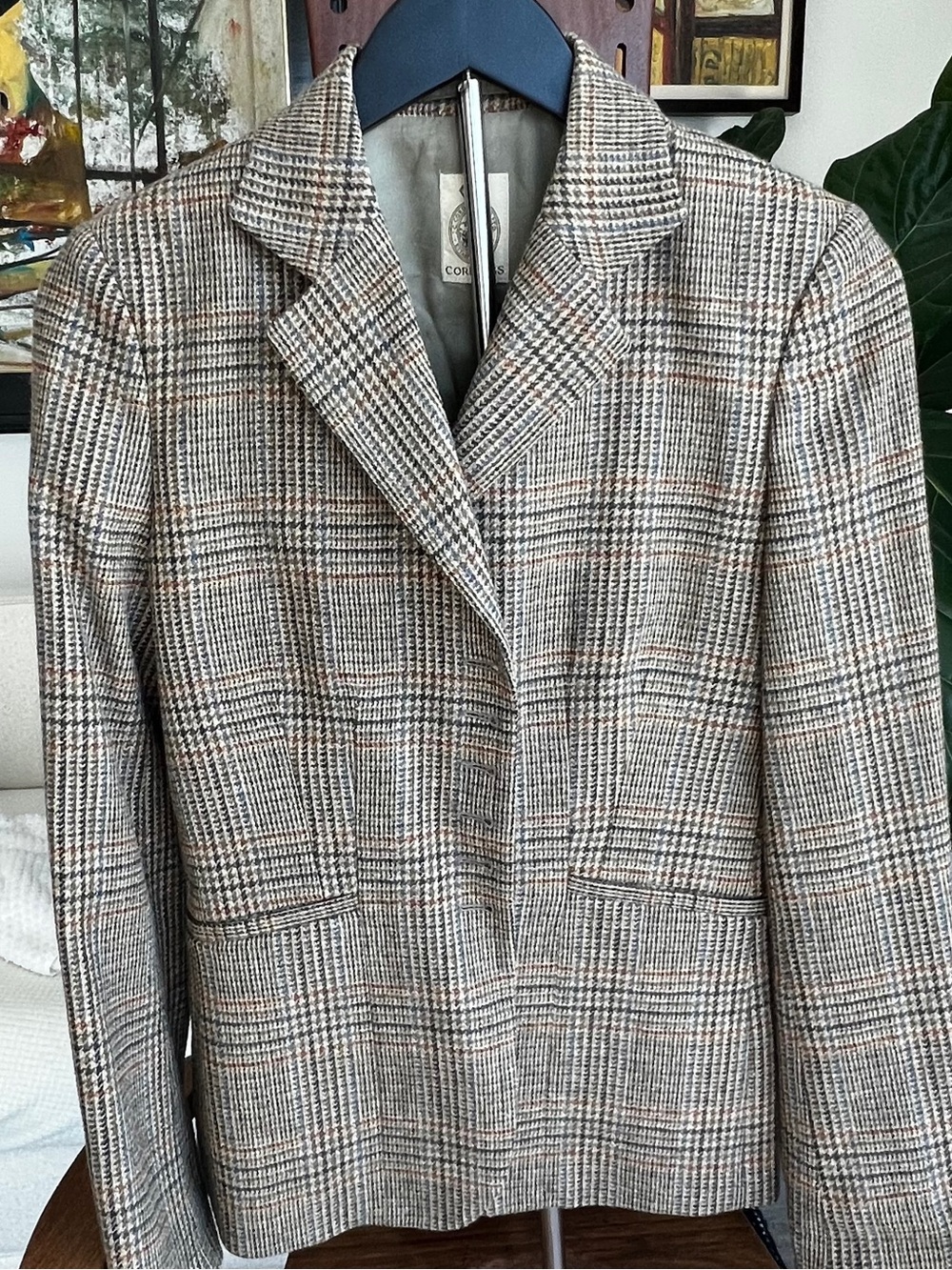 Cordings Classic UK Glen Plaid Tweed Women's Blazer - Neutral Plaid